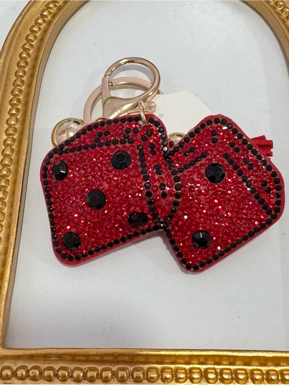 New Red Crystal Dice Keyring